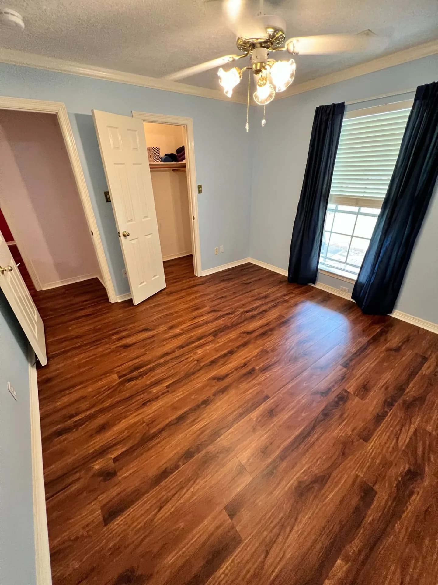 LVP flooring in a dark walnut colorway